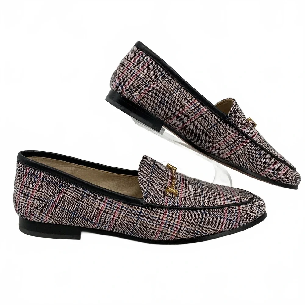 Sam Edelman Black Pink Plaid Loafers | Women’s Size 7.5